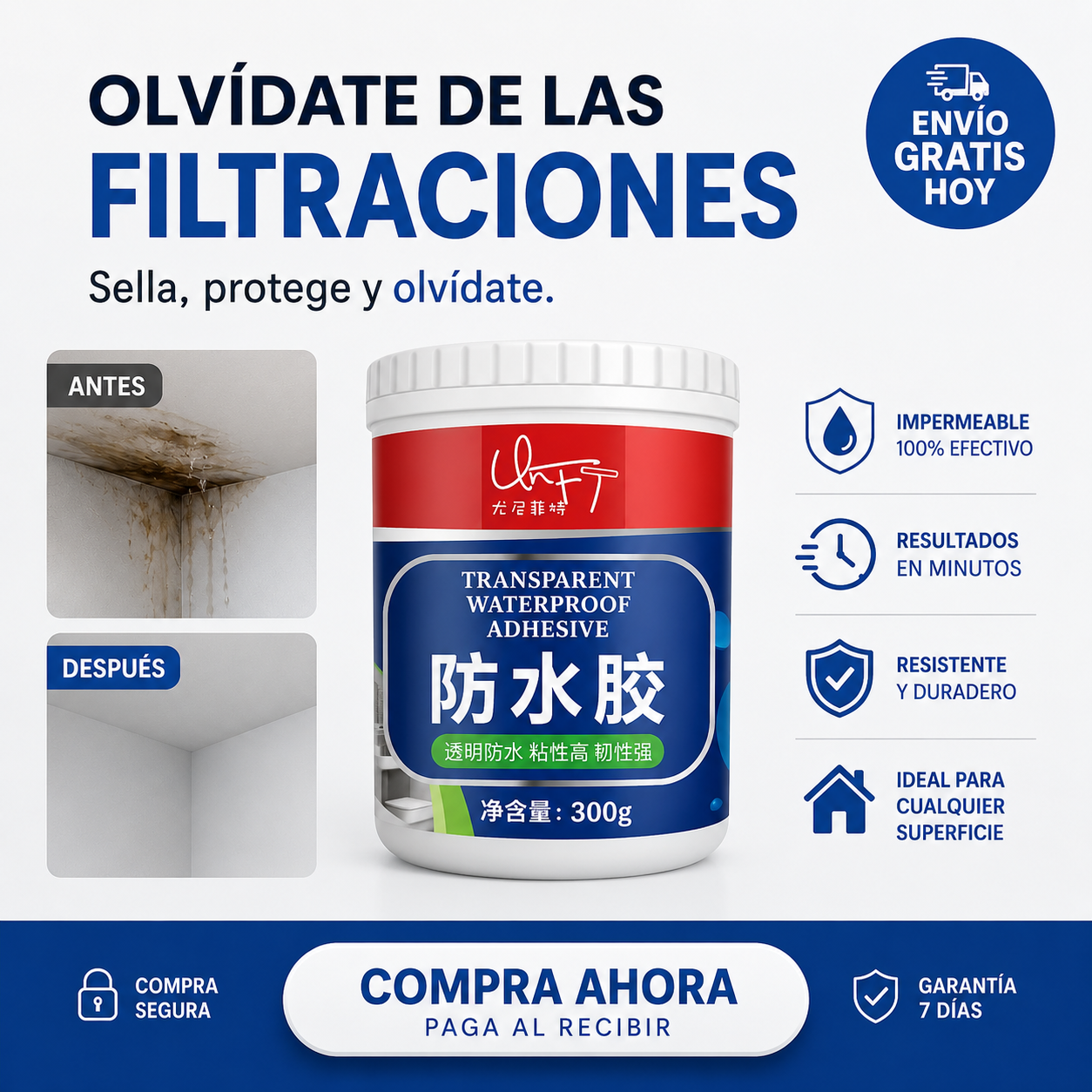 HydroSeal™ Sellador impermeable transparente de alta resistencia 2 + 1 GRATIS